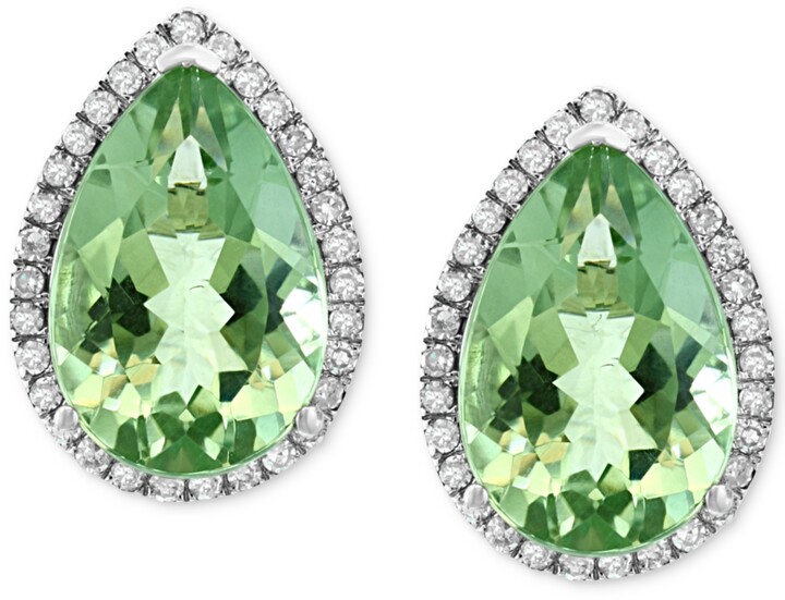 Details about   7.2 Carat 14K Solid White Gold French Clips Earrings Green Amethyst