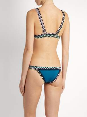 Kiini Flor Crochet-trimmed Triangle Bikini - Womens - Blue Multi