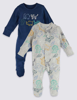 Marks and Spencer 2 Pack Pure Cotton Sleepsuits