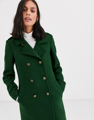 Gianni Feraud wool blend military coat with contrast piping
