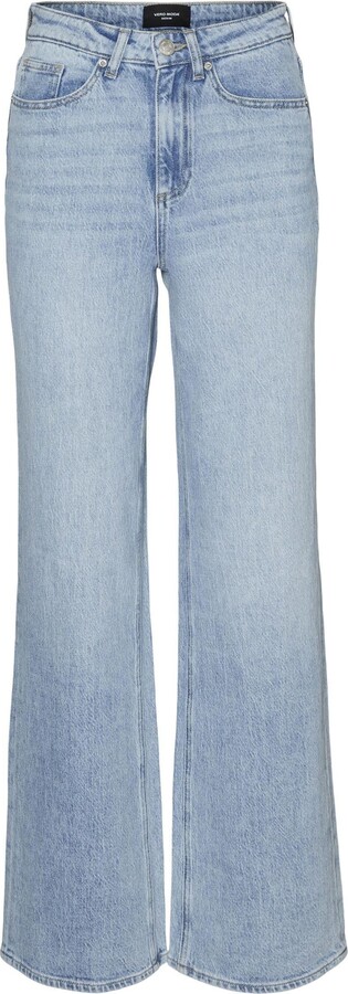 Vero Moda High Rise Wide Leg Jeans In Light Blue Wash