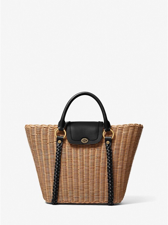 Michael Kors Roberta Rattan and Leather Basket Tote Bag - ShopStyle