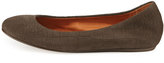 Thumbnail for your product : Lanvin Croc-Embossed Scrunched Ballerina Flat, Dark Brown