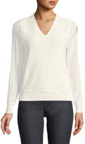 Thumbnail for your product : Maria Chiffon-Sleeve Sweater