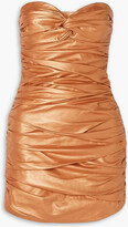 Strapless ruched metallic leather 