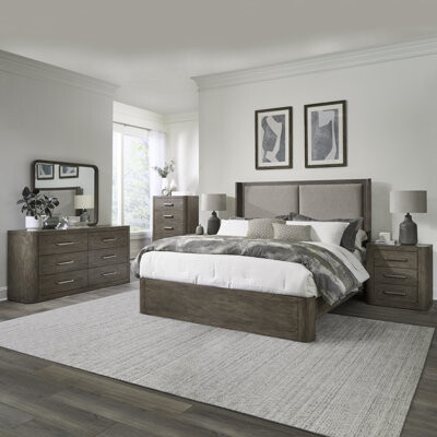 Millwood Pines Shaly King California Shelter Bed Dresser & Mirror Chest Night Stand