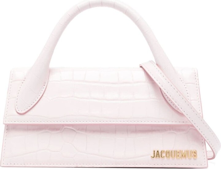 Shop Jacquemus Le Chiquito Long Croc-Embossed Top Handle Bag