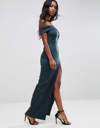ASOS Scuba Bardot Wrap Maxi Dress