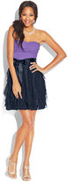 Thumbnail for your product : Teeze Me Juniors Dress, Strapless Colorblock Glitter Ruffled