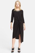 Thumbnail for your product : Haute Hippie Embellished Neck Knotted Matte Jersey Dress