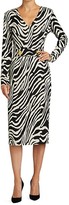 Thumbnail for your product : Escada V-Neck Jacquard Zebra-Print Midi Dress