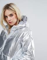 Thumbnail for your product : Noisy May Petite Metallic Puffer Jacket