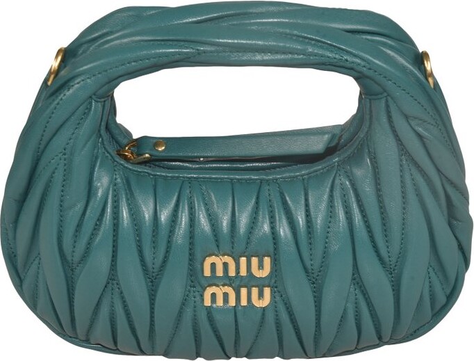 Miu Miu Madras logo-lettering leather shoulder bag, Blue