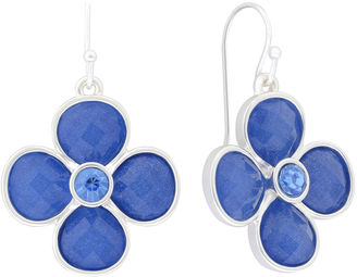 Liz Claiborne Flower Drop Blue & Silver-Tone Earrings
