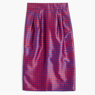 J.Crew Pintucked pencil skirt in houndstooth jacquard