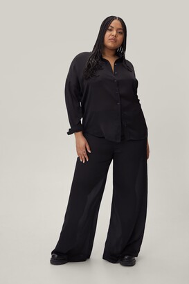 Nasty Gal Plus Size Satin High Waisted Wide Leg Pants - ShopStyle