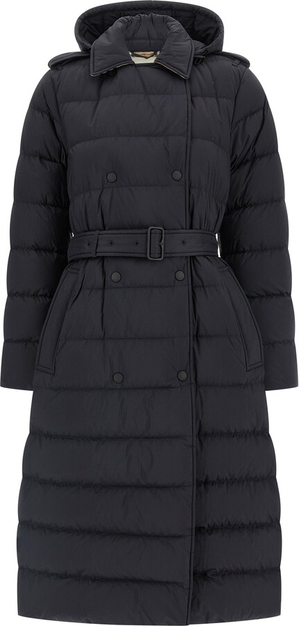 Padded Trench Coat Puffer Jackets Black