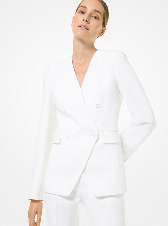 collarless white jacket
