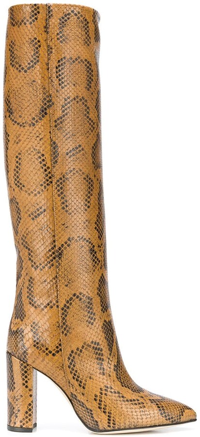 orange snakeskin boots