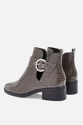 Topshop Womens Kem Cut Out Ankle Boots - Grey