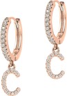 Diamonique Pave Initial Earrings, 14K Rose Gold Plated