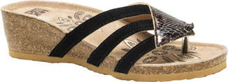 Muk Luks Women's Allison Wedge Sandal - Charcoal Thong Sandals