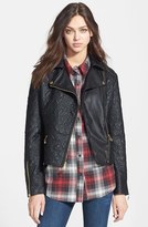 Thumbnail for your product : Betsey Johnson Textured Faux Leather Moto Jacket (Online Only)