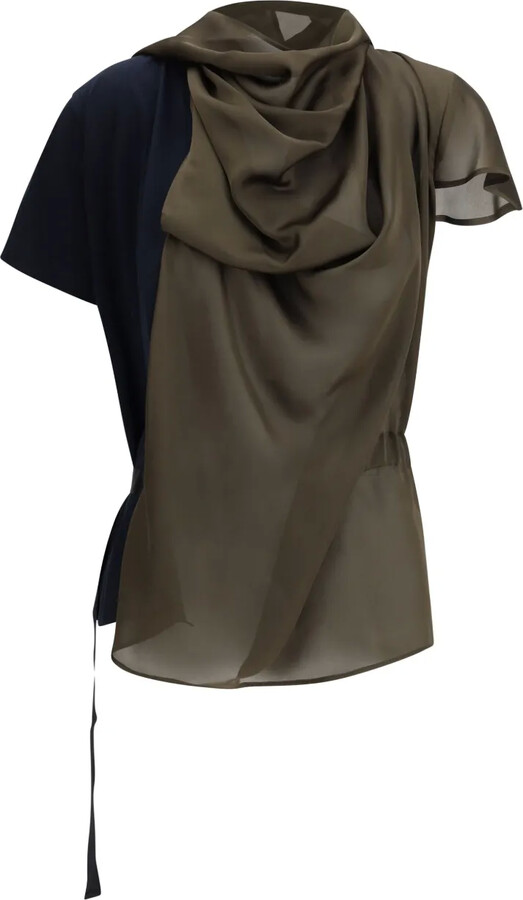 Sacai draped-design T-shirt