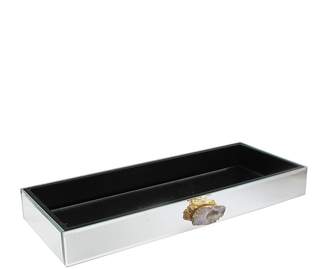 Jay Import White/Gold Agate Mirrored Tray