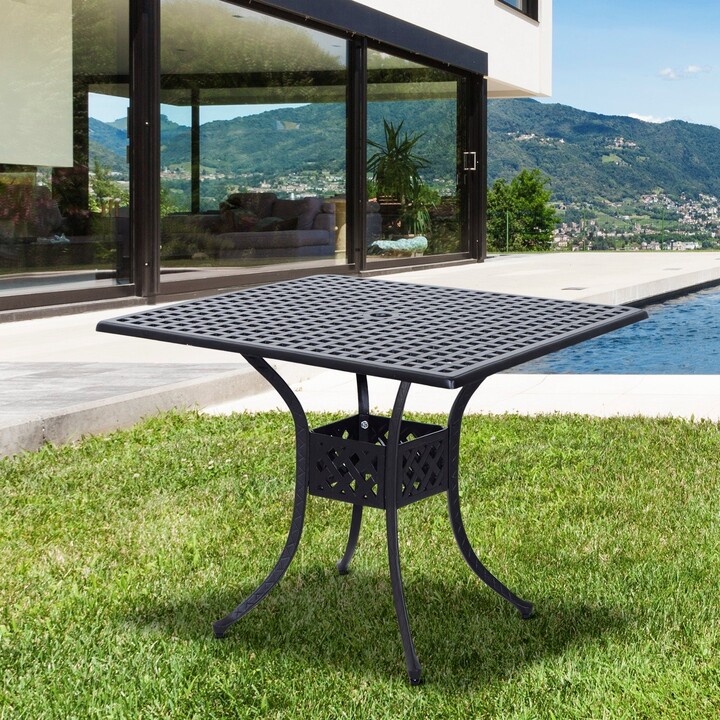 Outsunny 36" x 36" Square Metal Outdoor Patio Bistro Table with Center