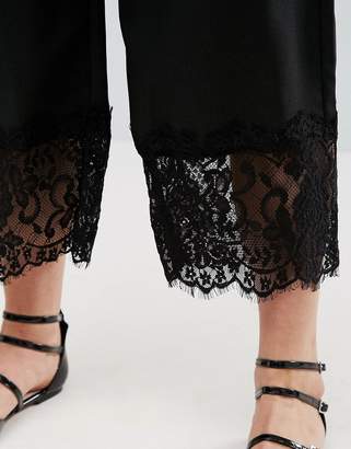 Fashion Union Wide Leg Pants With Lace Hem