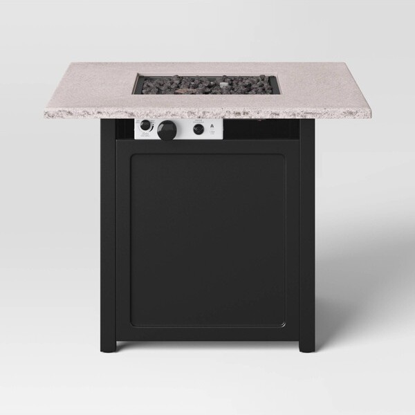 Threshold Rocksprings Stacked Stone Liquid Propane Fire Pit Light