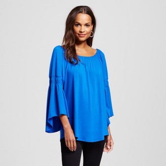 Notations Women's Off the Shoulder Knit Top with Ruched Sleeve