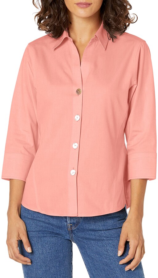 Details about   Style & Co Womens Top Coral Pockets Snaps Down Tab Sleeve Shirt Petite PS NWT