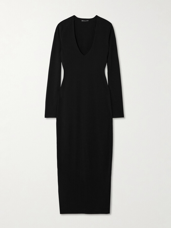 James Perse Cotton-blend Jersey Midi Dress - Black