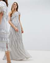 Thumbnail for your product : Amelia Rose Frill One Shoulder All Over Embellished Maxi Dress