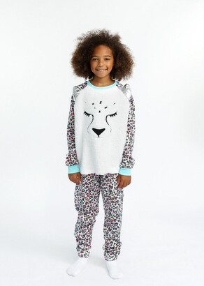 Sleep On It Girls Fuzzy Leopard Soft Novelty Fleece 2-Piece Pajama