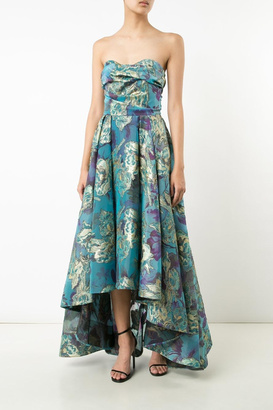 Marchesa Notte by Floral Strapless Gown