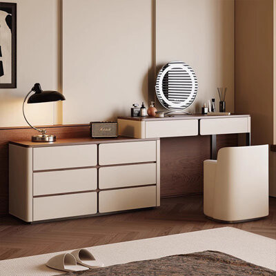 SHANGYICHUANGXIN Makeup Vanity with Light mirror8 drawers1 chair