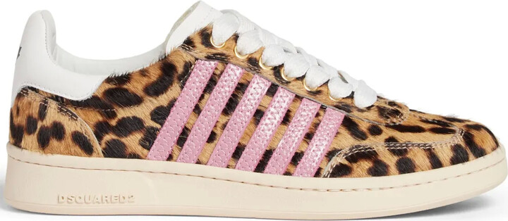 DSQUARED2 Leopard-Print Leather Sneakers