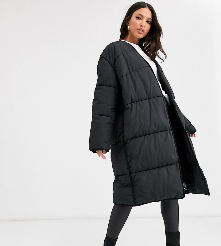 Maxi Coat Asos Black Quilted Coat COLLUSION Unisex Maxi Puffer