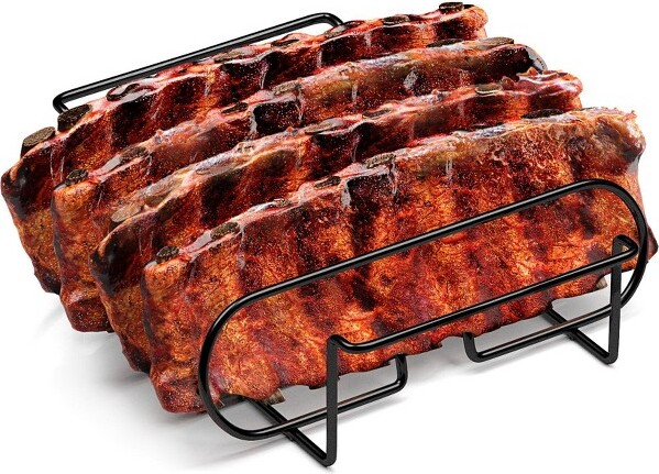Sorbus Non-Stick Rib Rack - Porcelain Coated Steel Roasting Stand – Holds 4 Rib Racks for Grilling & Barbecuing - Durable and Convenient Design