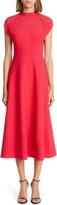Thumbnail for your product : Lela Rose Eyelet Detail Cap Sleeve Knit Midi Dress