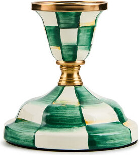 Mackenzie Childs Emerald Check Short Candlestick