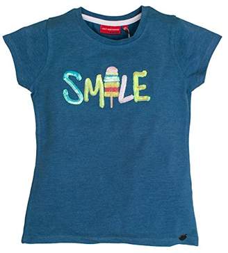 Salt&Pepper Salt and Pepper Girl's T-Shirt Smile Pailletten (Jeans Blue Melange 471)