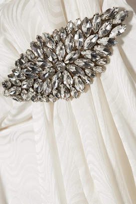 Dodo Bar Or Grace Crystal-embellished Silk-jacquard Peplum Blouse - White