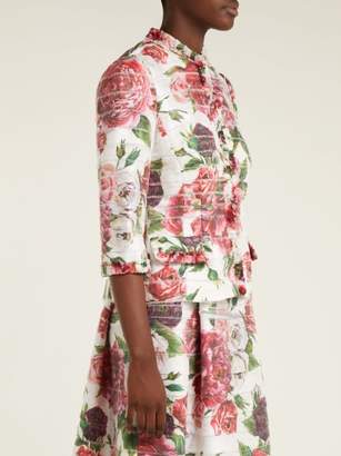 Dolce & Gabbana Peony And Rose Print Satin Jacket - Womens - White Multi
