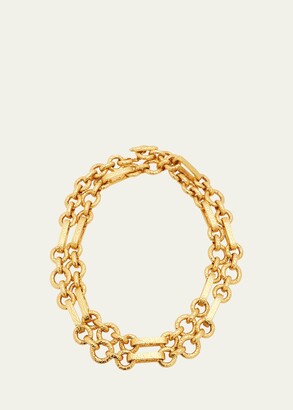 Ben-Amun 24K Yellow Gold Hammered Cable Chain Necklace