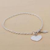Thumbnail for your product : Handmade Heart Shaped Fine Silver Chain Anklet, 'Charmed Heart'