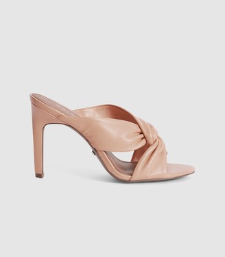 pale pink mid heel sandals